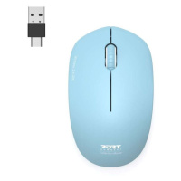 PORT CONNECT Wireless COLLECTION, bezdrátová myš, USB-A a USB-C dongle, 2.4Ghz, 1600DPI, azurová