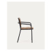 Čierno-hnedá dreveno-kovová záhradná stolička Algueret – Kave Home