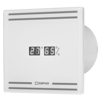GLASS kúpeľňový ventilátor axiálny s LED displejom, 8W, potrubia 100mm, biela GS103