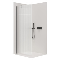 Cerano Onyx, sprchová zástena Walk-in, čierna matná, ryhované sklo - 100x200 cm, CER-CER-8050BD1