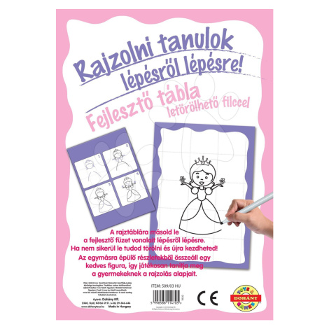 Dohány náučná hra tabuľa Kresli a zmaž ružová - Učíme sa kresliť pomocou obrázkov 509-3