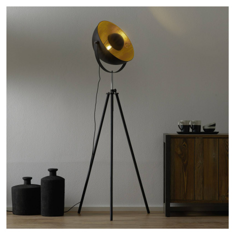 Trojnohá stojaca lampa Lenn, čierno-zlatá Globo