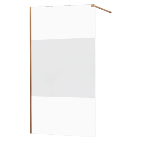 MEXEN/S - KIOTO Sprchová zástena WALK-IN 100x200 cm 8 mm, ružové zlato, Transparent/matné sklo 8