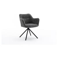 Estila Moderná dizajnová otočná stolička Kristal Graphite s tmavým sivým čalúnením a kovovými no