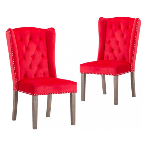 Jedálenská stolička 2 ks zamat / kaučukovník Dekorhome Červená,Jedálenská stolička 2 ks zamat /  vidaXL