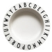 Biely detský hlboký tanier Design Letters Eat & Learn, 15,5 cm