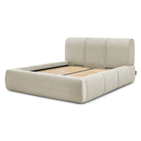 Béžová čalúnená dvojlôžková posteľ s úložným priestorom s roštom 180x200 cm Vernon – Bobochic Pa