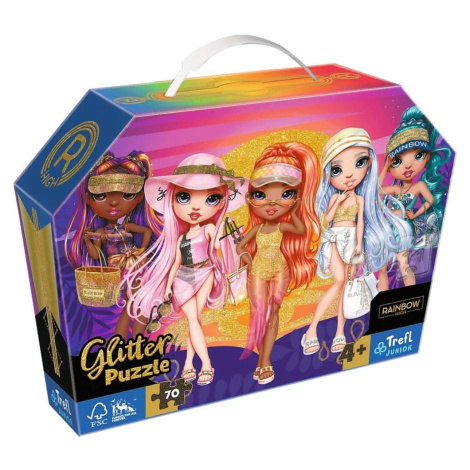 Trefl Puzzle 70 glitter v kufríku - Trblietavé bábiky / Rainbow high