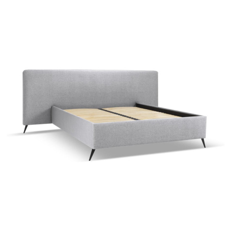 Sivá čalúnená dvojlôžková posteľ s úložným priestorom a roštom 160x200 cm Walter – Milo Casa
