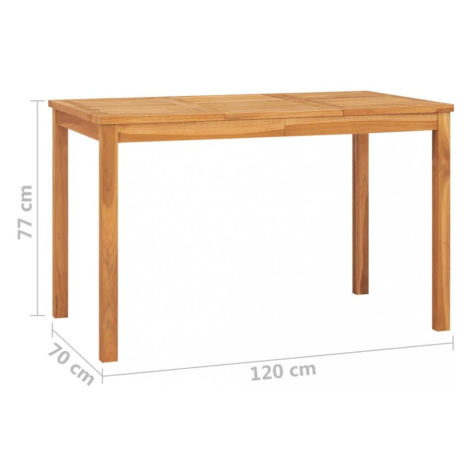 Záhradný jedálenský stôl teak Dekorhome 120x70x77 cm vidaXL
