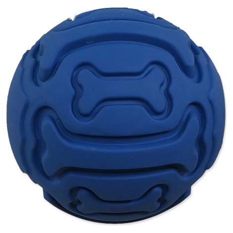 Lopta DF gumová,  vzor kosť  pískacia modrá 7,5cm Dog Fantasy