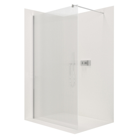 Cerano Onyx, sprchová zástena Walk-in, guľatá vzpera - chróm, ryhované sklo - 90x200 cm, CER-CER