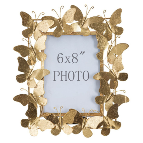 Kovový stojací rámček v zlatej farbe 28x30,5 cm Butterfly – Mauro Ferretti