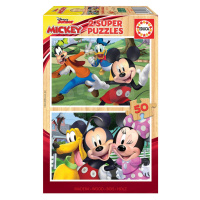 Drevené puzzle Mickey&Friends Educa 2x50 dielov od 5 rokov