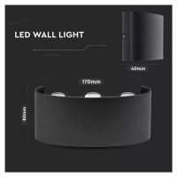 Záhradné LED nástenné svietidlo 6W, 3000K, 540lm, IP54, čierne VT-846 (V-TAC)