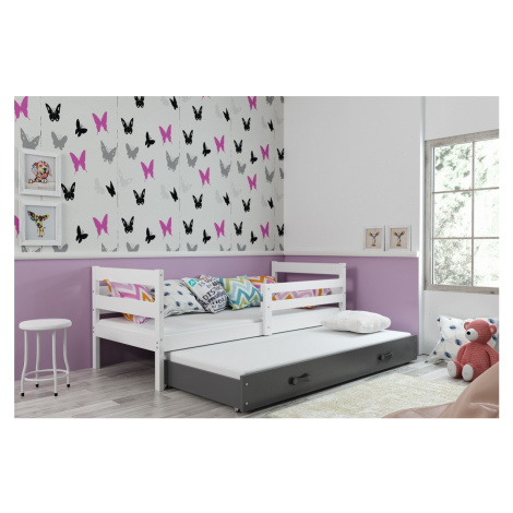 BMS Detská posteľ s prístelkou ERYK 2 FARBA: Biela, ROZMER: 80 x 190 cm, DOPLNKOVÁ FARBA: Grafit