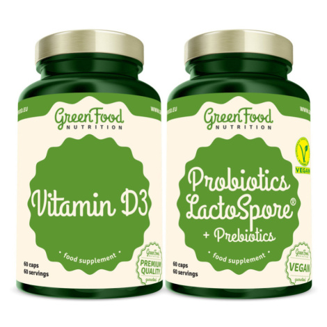 GREENFOOD NUTRITION Probiotics lactoSpore® + prebiotics 60 kapsúl + vitamín D3 60 kapsúl