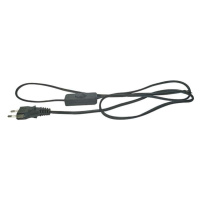 kábel flexošnúra 2m 2x0,75 mm2, čierna plochá +vypínač (SOLIGHT)