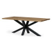 AUTRONIC DS-S200 DUB Stůl jídelní, 200x100 cm,masiv dub, přírodní hrana, kovová noha Spyder, čer