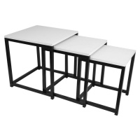 KONDELA Kastler New Typ 3 konferenčný stolík (3 ks) biela / čierna