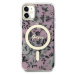 Plastové puzdro Guess na Apple iPhone 11 GUHMN61HCFWSP Flowers IML MagSafe ružové