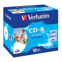 CD-R VERBATIM Printable 700MB 52x jewel case (bal=10ks)