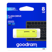 Goodram USB flash disk, USB 2.0, 8GB, UME2, žltý, UME2-0080Y0R11, USB A, s krytkou