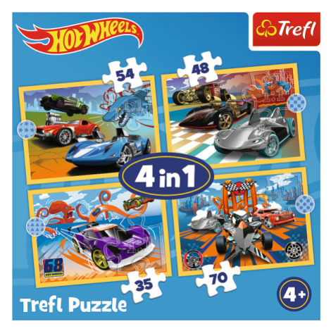 Trefl Puzzle 4v1 - Vozidlá Hot Wheels / Mattel Hot Wheels