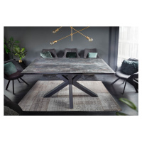 Estila Industriálny rozkladací keramický jedálenský stôl Infinidad s obdĺžnikovou sklom prekryto