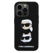 Karl Lagerfeld Liquid Silicone Karl and Choupette Heads Zadný Kryt pre iPhone 15 Pro Black