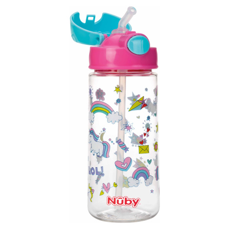 NUBY Fľaša športová netečúca so slamkou 530 ml, ružová, 4+