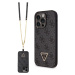 Guess PU 4G Strass Triangle Metal Logo Zadný Kryt + Crossbody Popruh pre iPhone 15 Pro Max Black