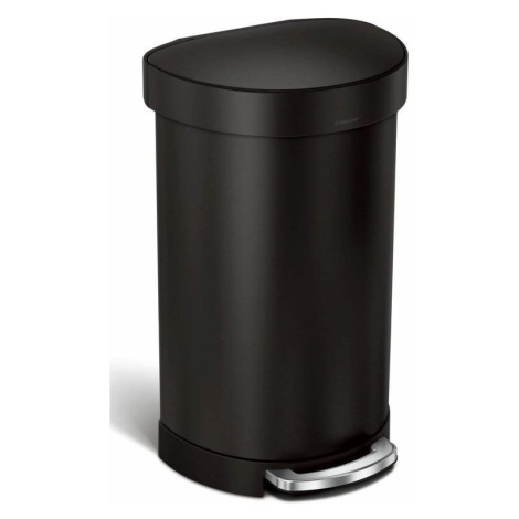 Simplehuman pedálový odpadkový kôš – 45 l, polokrúhly, matná čierna oceľ, rám na vrecká