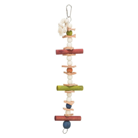Drevená hračka, lano s farebnými guličkami a kožou - 1x 1ks Trixie