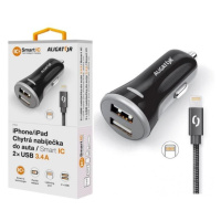 ALIGATOR 3.4A, 2xUSB, smart IC, čierna, USB kábel pre iPhone / iPad