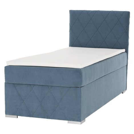 Boxspringová posteľ, jednolôžko, modrá, 90x200, pravá, PAXTON Tempo Kondela