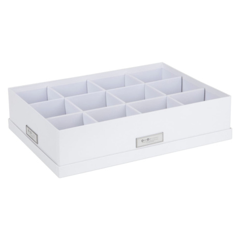Biely úložný box s 12 priehradkami Bigso Box of Sweden Jakob, 31 x 43 cm
