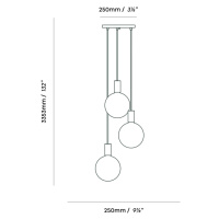 Závesné svietidlo Tala Triple Pendant round, E27 opál, biela/mosadz