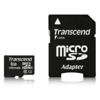 Karta TRANSCEND MicroSDHC 8GB Ultimate, Class 10 UHS-I 600x, MLC + adaptér