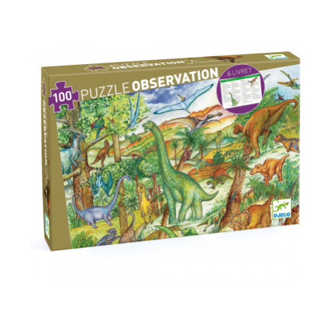 Vyhľadávacie puzzle s plagátom - Dinosaury - 100 ks DJECO