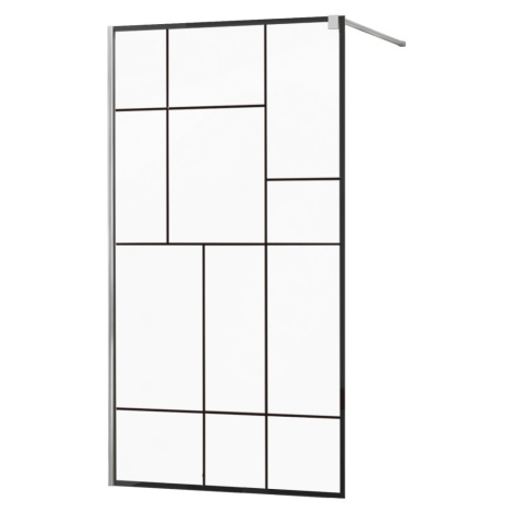 MEXEN/S - KIOTO Sprchová zástena WALK-IN 100x200 cm 8 mm, chróm, čierny vzor 2 800-100-101-01-78