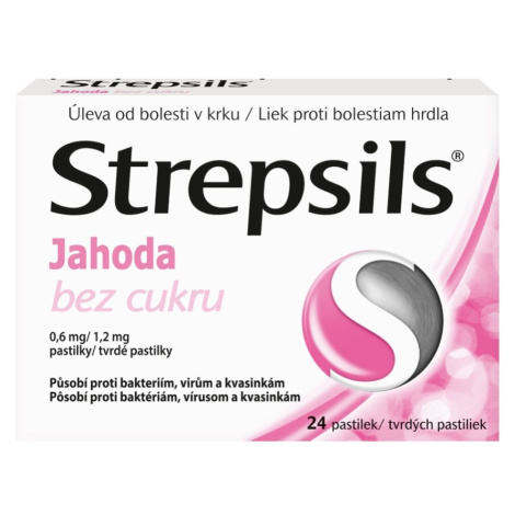 STREPSILS Jahoda bez cukru 24 pastiliek