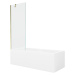 MEXEN/S - Cubik obdĺžniková vaňa 160 x 70 cm s panelom + vaňová zástena 70 cm, transparent, zlat
