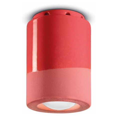 PI stropné svietidlo, valcové, Ø 8,5 cm, červené Ferro Luce