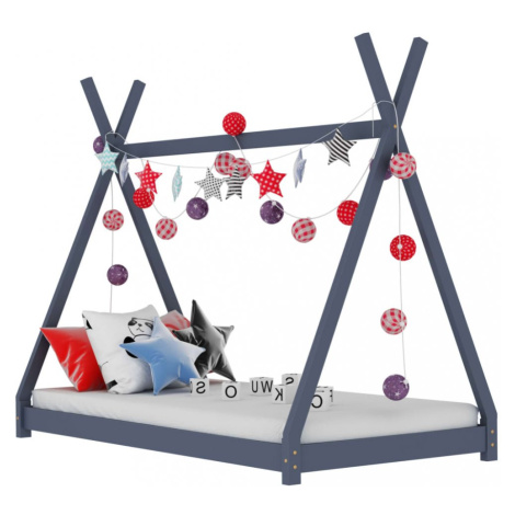Detská posteľ 70x140 borovica Dekorhome Tmavě šedá vidaXL