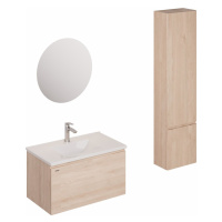 Kúpeľňová zostava s umývadlom vrátane umývadlovej batérie, vtoku a sifónu Naturel Ancona akácie 