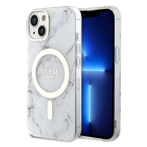 Kryt Guess iPhone 14 Plus 6.7" white hardcase Marble MagSafe (GUHMP14MPCUMAH)