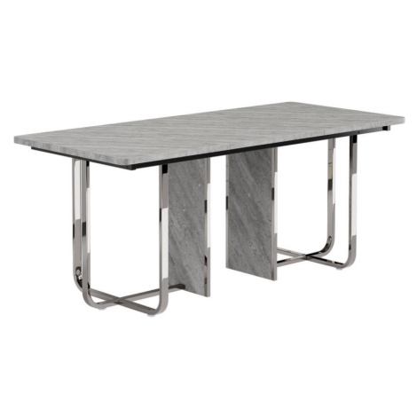 OKWISH JEDÁLENSKÝ stôl 180/80/75 cm sivý z MDF a kovu s pevnými kovovými nohami pre 6 až 8 osôb