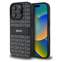 DKNY Leather Repeat Pattern Kryt pre iPhone 16 Pro Max, Čierny