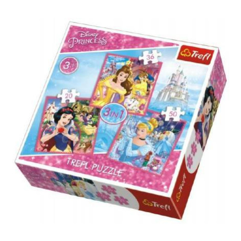 Puzzle 3v1 Princezné Disney 20x19,5cm v krabici 28x28x6cm